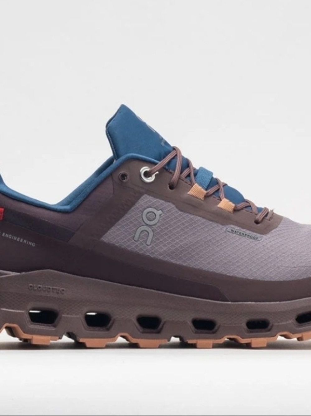 On Cloud Cloudvista Waterproof Trail Running Shoes in Zinc And Grape